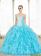 Perfect Baby Blue Sweetheart Quinceanera Dresses with Beading and Ruffles For 2015 Summer