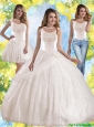 Perfect Hand Made Flowers and Beaded Quinceanera Dress with Bateau For 2015 Summer