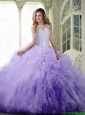 Perfect Ball Gown Sweetheart Lavender Quinceanera Dresses with Beading and Ruffles For 2015 Summer