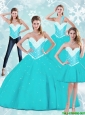 Puffy Floor Length Quinceanera Dresses with Beading and Ruffles For 2015 Summer