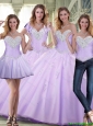 Elegant 2015 Summer Beaded and Appliques Lavender Sweet 16 Dresses