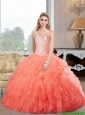 Pretty Sweetheart Watermelon Sweet 16 Dresses with Ruffles and Beading For 2015 Summer