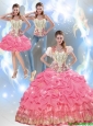 Beautiful   Beaded Quinceanera Dresses with Appliques and Pick Ups For 2015 Summer