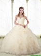 Elegant Champagne Sweetheart Quinceanera Dresses with Beading For 2015 Summer