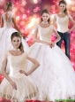 Luxurious  Laceed and Beaded Quinceanera Dress with Cap Sleeves For 2015 Summer
