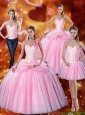Top Seller 2015 Summer Sweetheart Bowknot Quinceanera Dresses with Beading in Pink