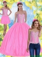 Top Seller  Ball Gown Pink 2015 Summer Quinceanera Dresses with Beading