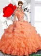 New Style 2015 Fall Sweetheart Brush Train Quinceanera  Dresses with Beading