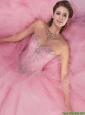 2015 Summer Elegant Sweetheart Beading Sweet 16 Dress in Pink