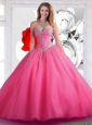 Fall 2015 Elegant Sweetheart Ball Gown Hot Pink Quinceanera Dresses with Beading