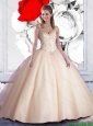 Perfect 2015 Summer Off The Shoulder Beaded Quinceanera Dress in Champagne