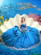 Pretty 2015 Summer Sweetheart Blue Sweet 16 Dresses with Beading and Lace