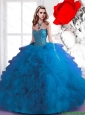 Summer 2015 Top Seller Beaded and Ruffles Sweetheart Sweet 16 Dresses in Blue