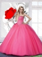 2016 New Arrival Sweetheart Ball Gown Beaded Sweet 15 Dresses in Hot Pink
