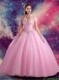 Pretty Sweetheart Beaded Sweet 15 Dress in Rose Pink for 2015 Summer