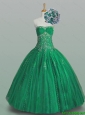 Perfect 2016 Ball Gown Beaded Green Sweet 16 Dresses with Appliques