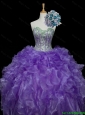 Pretty Sweetheart Purple Quinceanera Dresses with Sequins and Ruffles for 2016