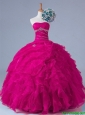 Pretty 2016 Summer Strapless Beaded Quinceanera Gowns in Fuchsia