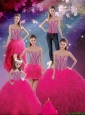 2016 Detachable Sweetheart Beaded and Ruffles Wonderful Quinceanera Skirts in Hot Pink