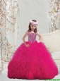 2016 Lovely Spaghetti Hot Pink Little Girl Pageant Dresses with Beading and Ruffles
