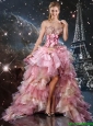 2016 Discount High Low Sweetheart  Beaded and Belt Prom Dresses in Multi Color