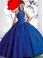 2015 New Style Halter Top Beaded Navy Blue Quinceanera Dresses