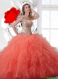New Ball Gown Beaded and Orange Red Quinceanera Dresses with Ruffles