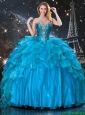 New Style Detachable Ball Gown Beaded Quinceanera Dresses in Blue