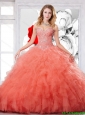 New Style Orange Red Straps Sweet 15 Dress with Beading and Ruffles