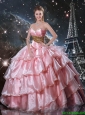 Affordable Baby Pink Sweetheart Quinceanera Dresses with Beading for 2016