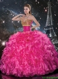 Beautiful Hot Pink Quinceanera Gowns with Beading and Ruffles