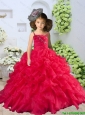 2016 Summer Discount Straps Beading and Ruching Little Girl Pageant Dress in Coral Red