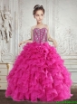 Pretty 2016 Summer Beading and Ruffles Little Girl Pageant Dress in Fuchsia