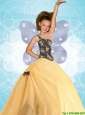 2016 Fall Luxurious One Shoulder Yellow Little Girl Pageant Dress with Appliques