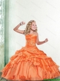 2016 Summer Cheap Orange Little Girl Pageant Dress with Appliques and Ruffles