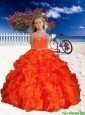 2016 Summer Discount Appliques Little Girl Pageant Dress in Orange Red with Beaded Decorate
