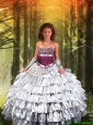 2016 Summer Discount Strapless Silver Little Girl Pageant Dress with Ruffled Layers