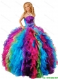 2016 Summer New Style Strapless Multi Color Little Girl Pageant Dress with Ruffles