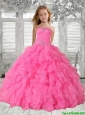 2016 Summer Popular Beading Rose Pink Little Girl Pageant Dress with Ruffles