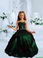 2016 Summer Popular Strapless Dark Green Little Girl Pageant Dress with Appliques