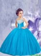 2016 Winter New Style Blue Little Girl Pageant Dress with Beading