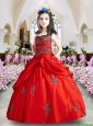 2016 Winter New Style Wine Red Little Girl Pageant Dress with Appliques and Pick-ups