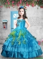 Luxurious 2016 Winter Appliques and Ruffles Baby Blue Little Girl Pageant Dress