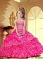 Luxurious 2016 Winter Hot Pink Little Girl Pageant Dress with Appliques