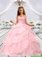 Pretty 2016 Summer Baby Pink Beaded Decorats Little Girl Pageant Dress with Layers