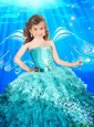 Pretty 2016 Summer Good Sweetheart Blue Little Girl Pageant Dress with Beading and Ruffles