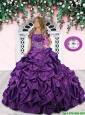 Pretty 2016 Summer Strapless Purple Little Girl Pageant Dress with Appliques and Pick-ups