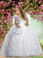 Pretty 2016 Summer Sweethear White Little Girl Pageant Dress with  Appliques and Rolling Flowers