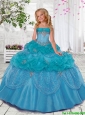 2016 Fall Luxurious Blue Little Girl Pageant Dress with Beading and Pick-ups