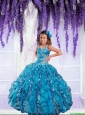 2016 Summer Cheap Blue Little Girl Pageant Dress with Beading and Ruffles